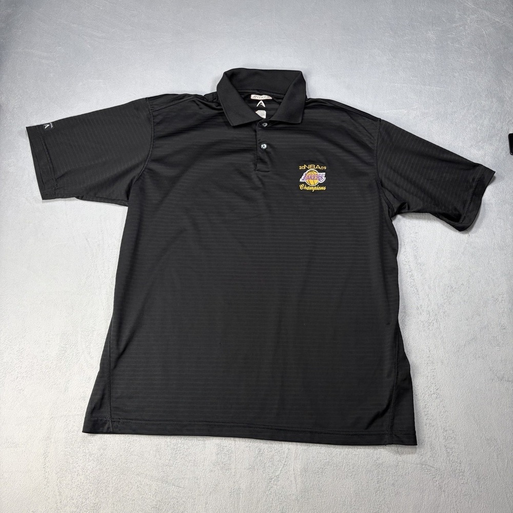 Antigua Los Angeles Lakers Champion 2009 Shirt Mens M Black Embroidered Logo